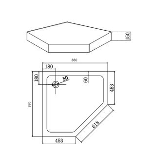 Поддон душевой Agger A03-090TCR/T с сифоном 89х89х15
